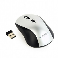 Gembird MUSW-4B-02-BS, Wireless Optical Mouse, 2.4GHz, 4-button, 800/1200/1600dpi selectable by the button, Nano Reciver, USB, Black/Silver